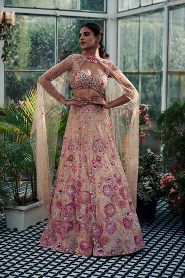 Anubhooti Beige Multicolor Embroidered Lehenga set
