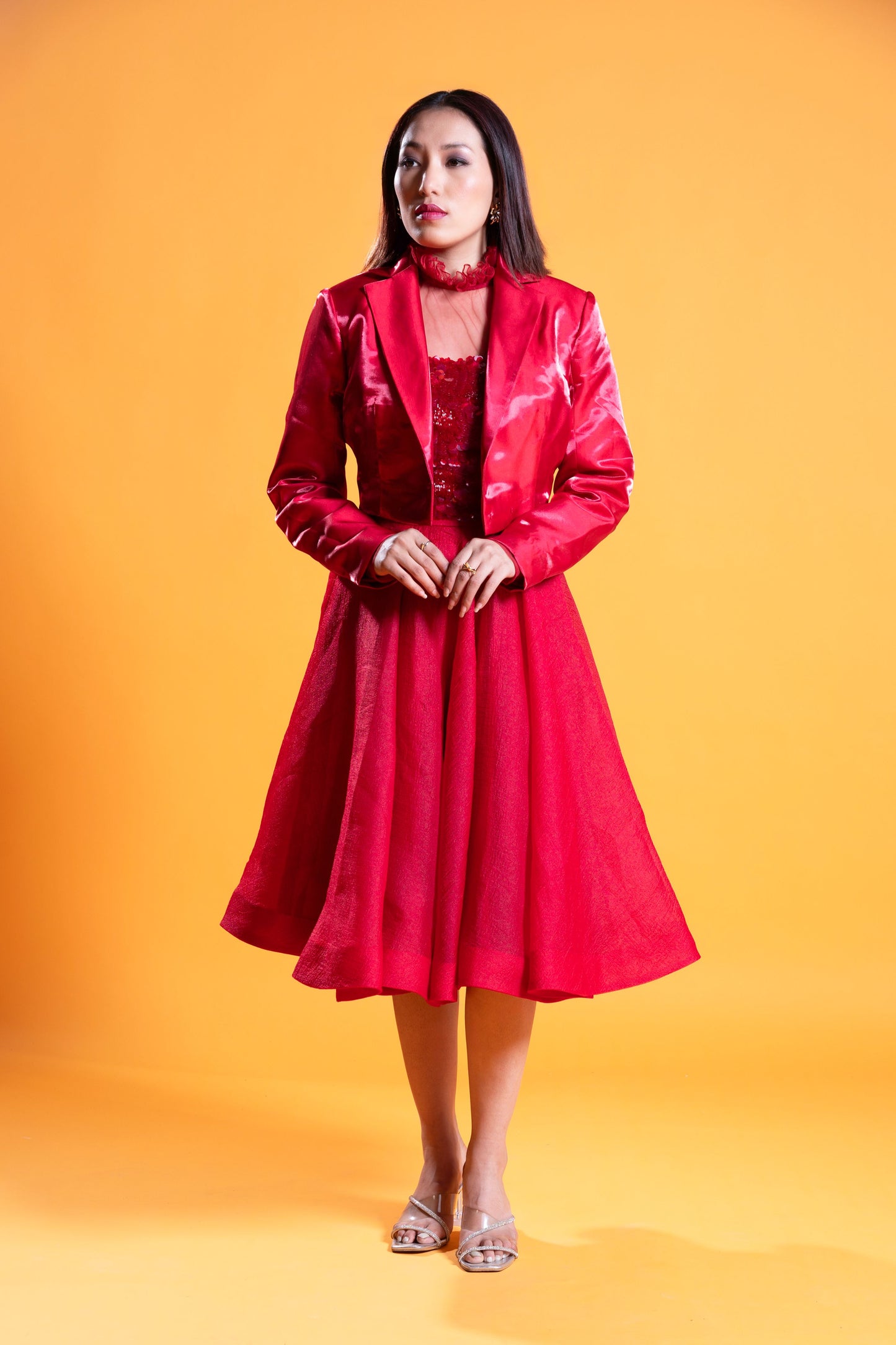 Red tailored womens jacket