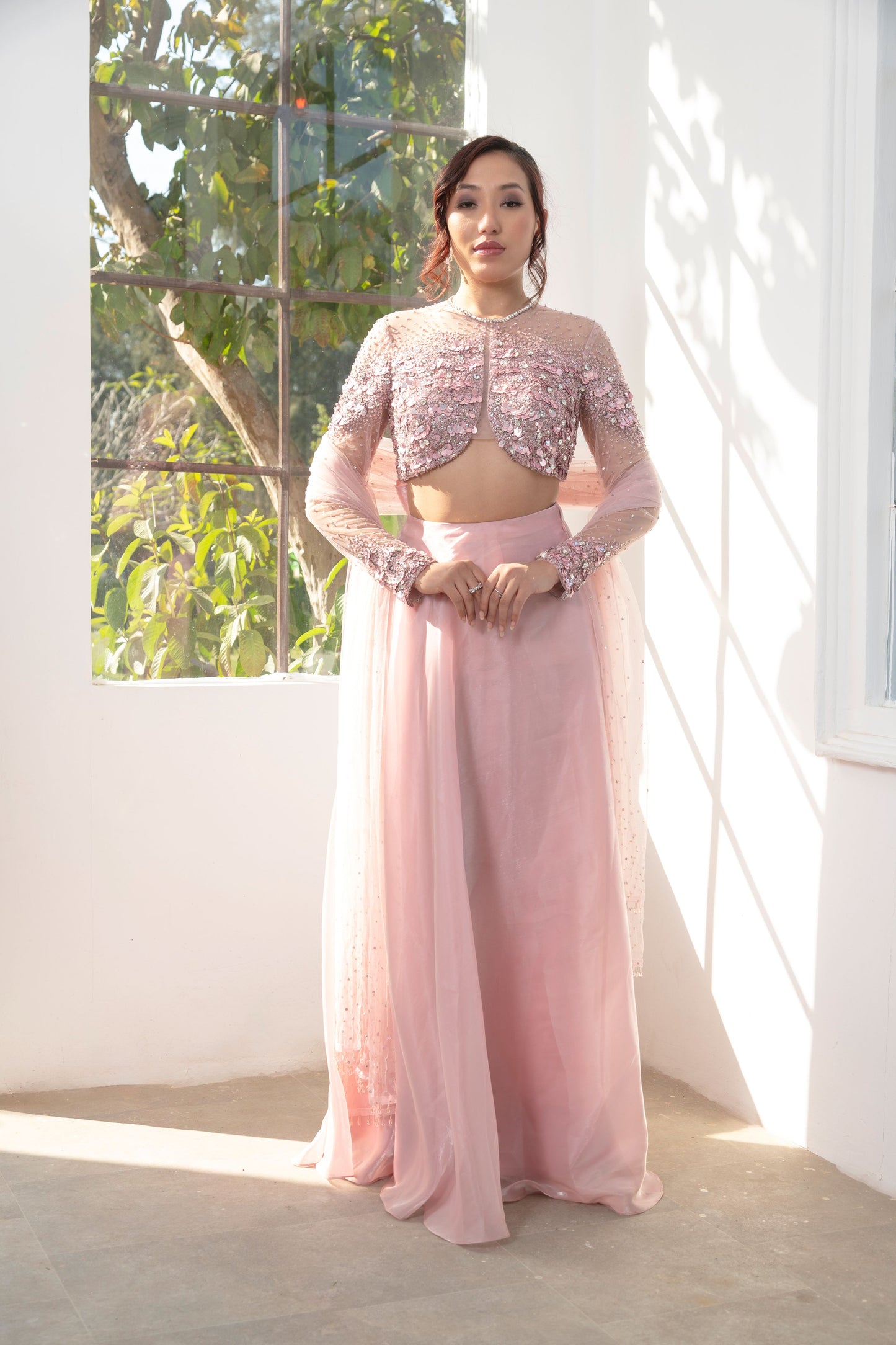 Pink Embellished Lehenga set