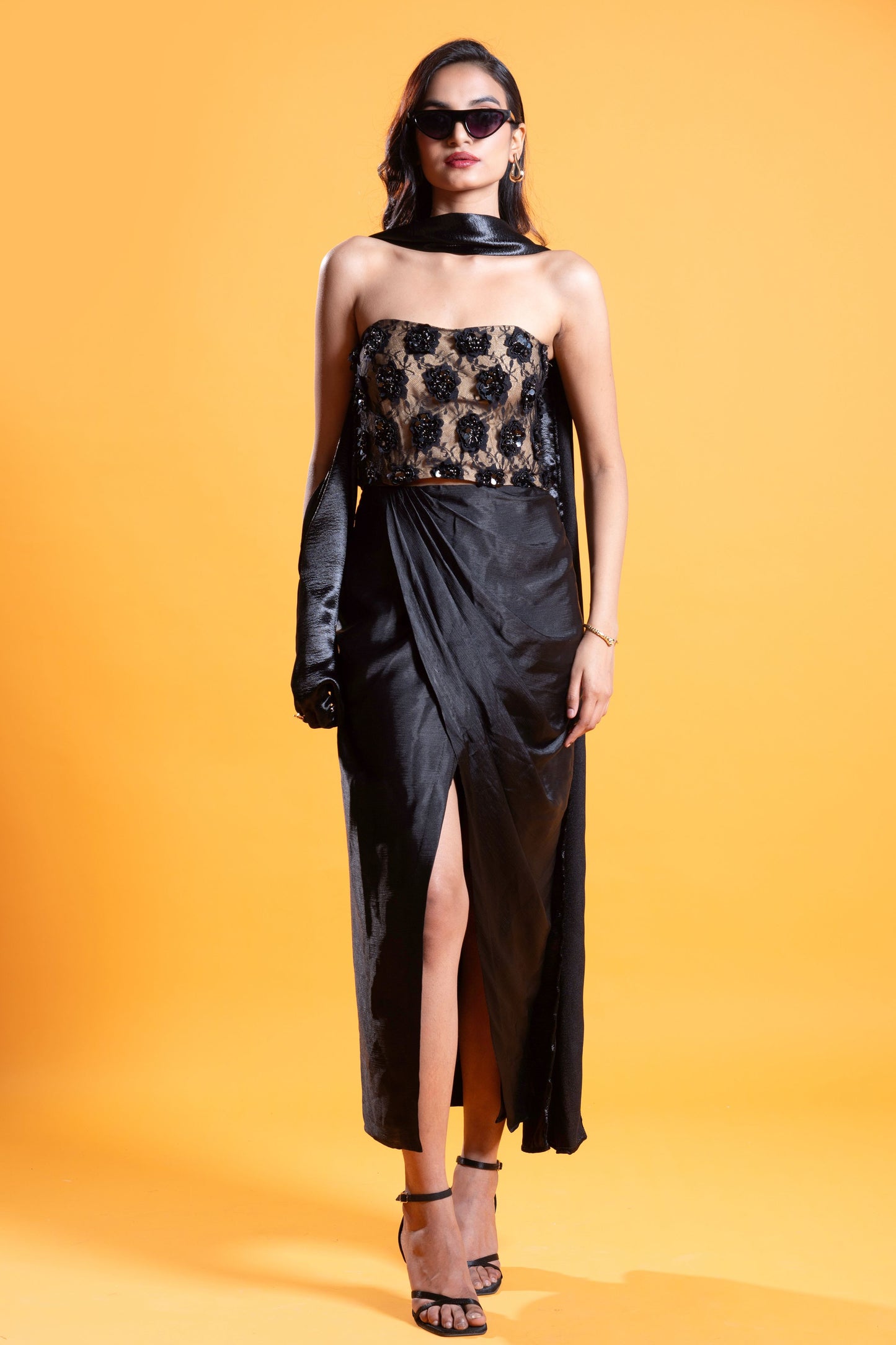 Black draped skirt