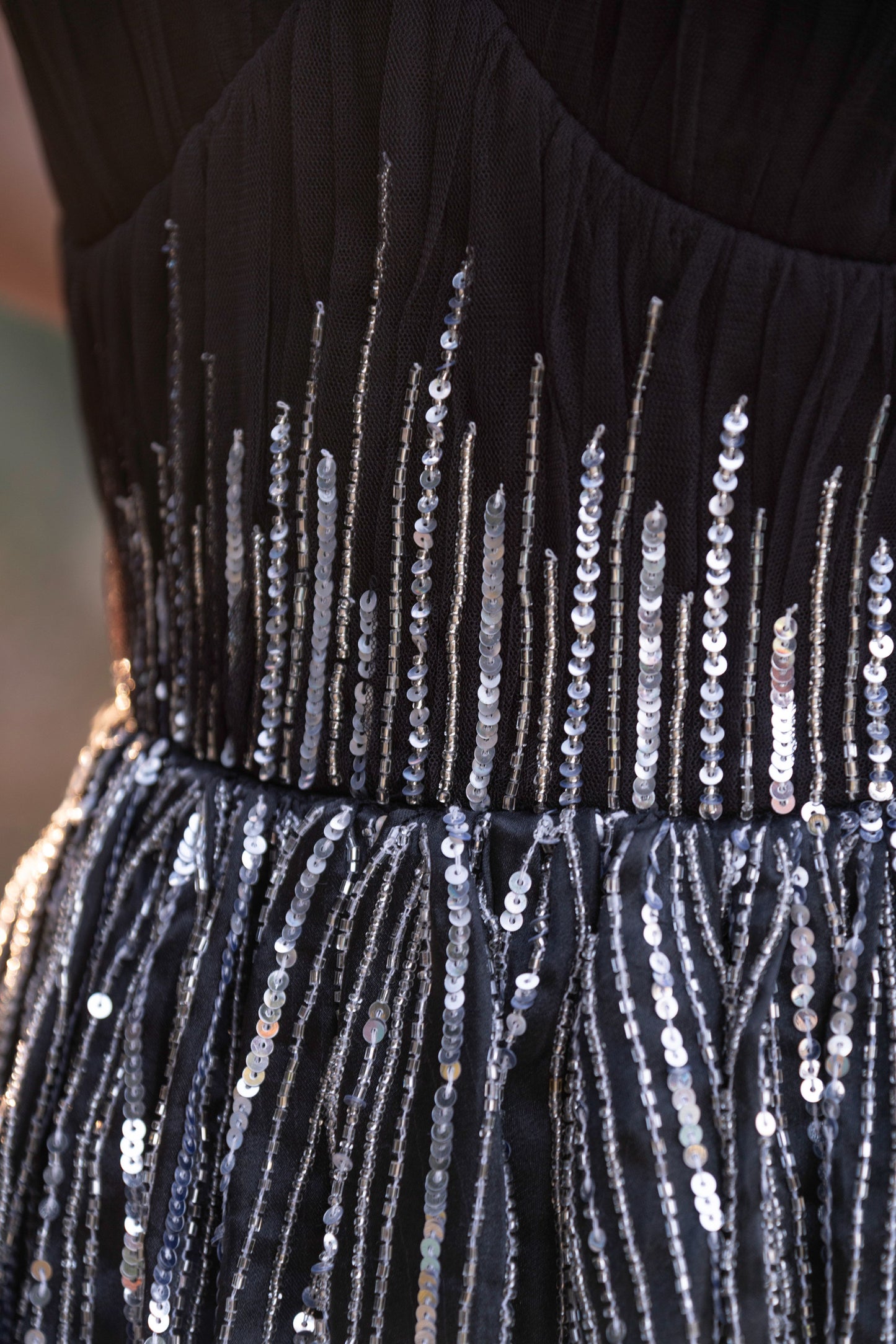 Black embroidered gown