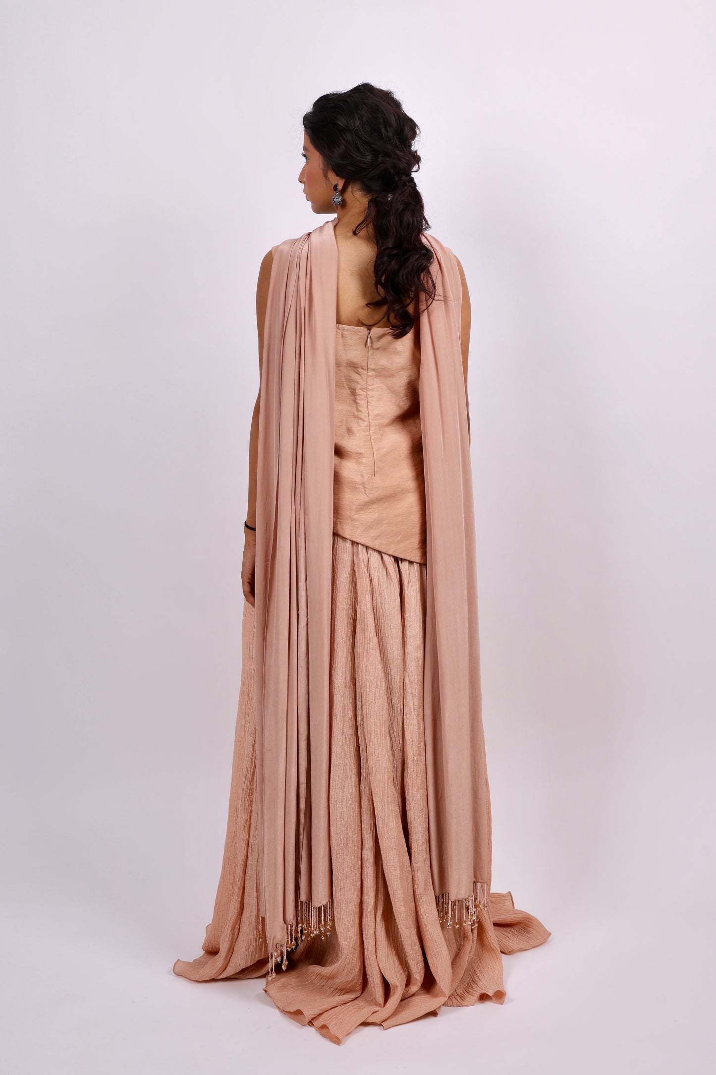 Beige kurti with lehenga set