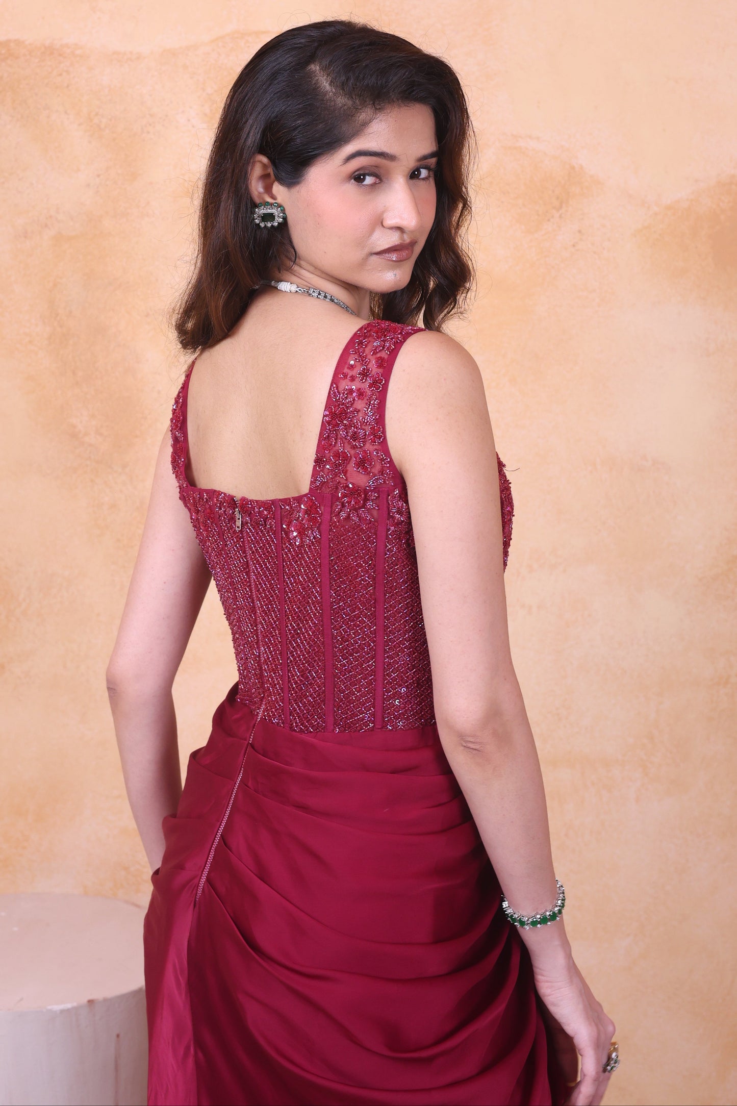 Wine tonal drape set