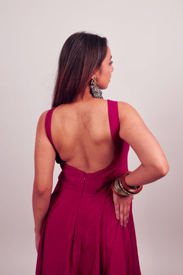 Dark Pink Calf length gown