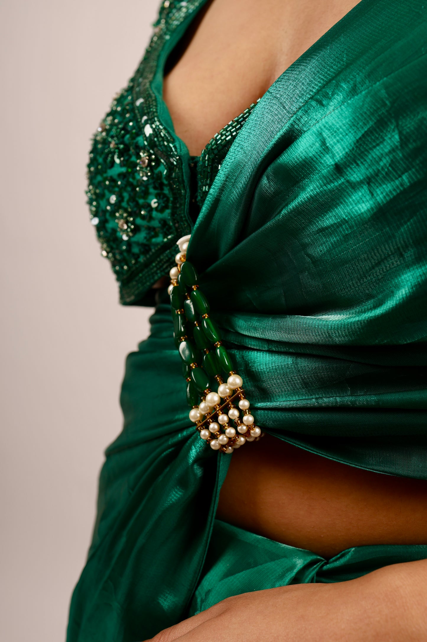 Green saree with blouse