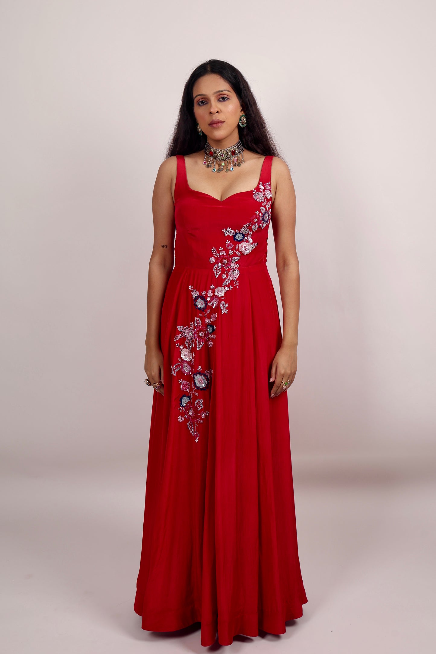 Red Floor length gown
