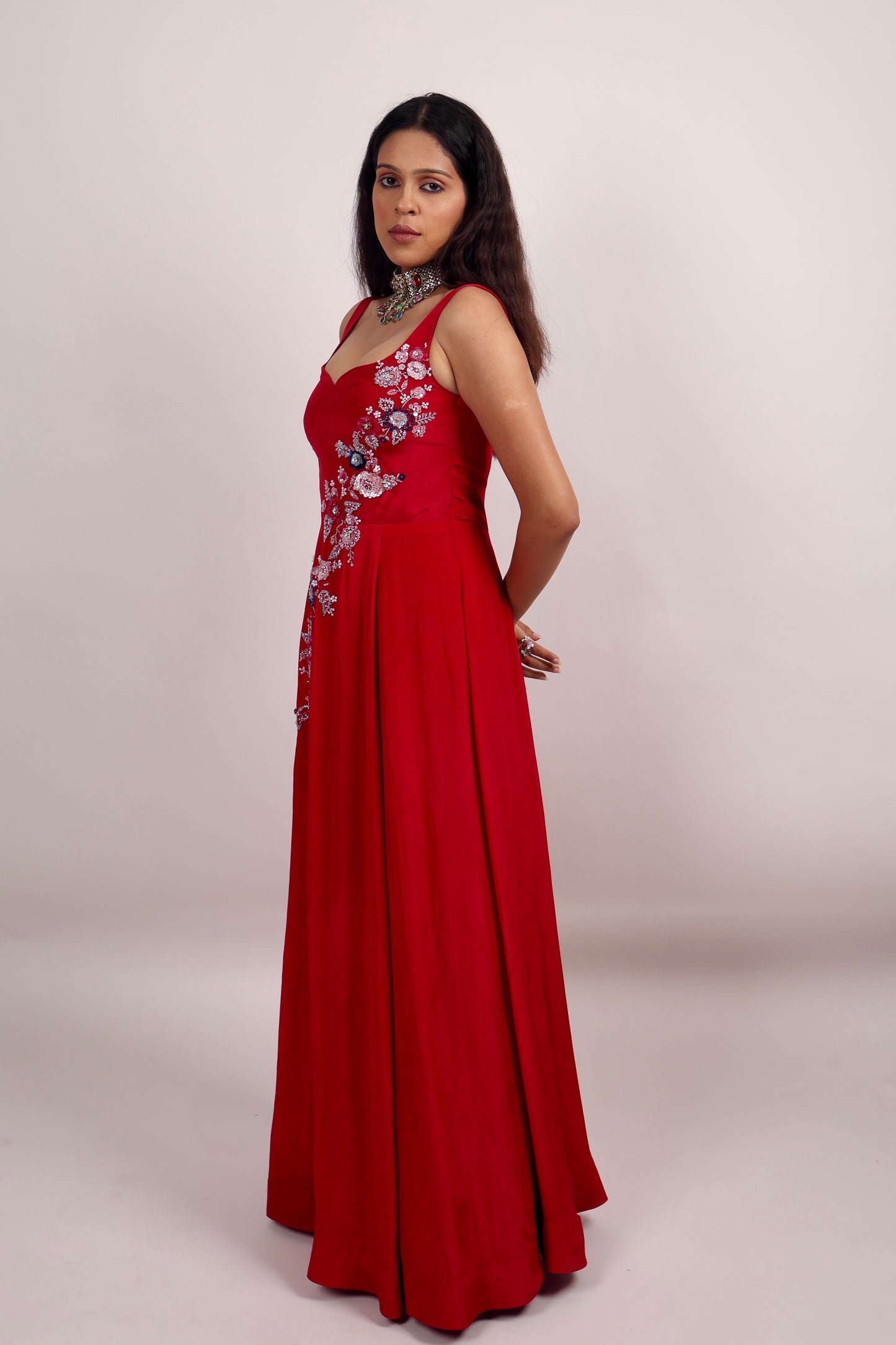 Red Floor length gown