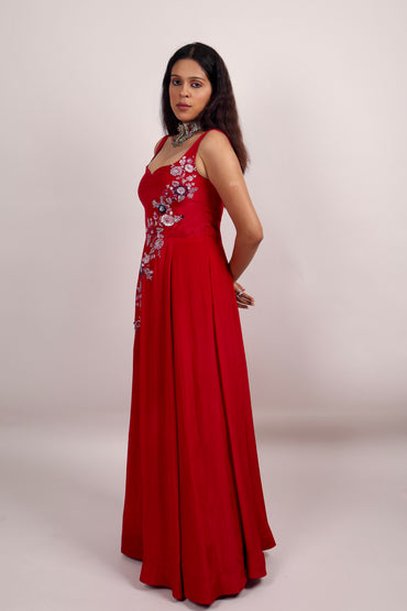Red Floor length gown