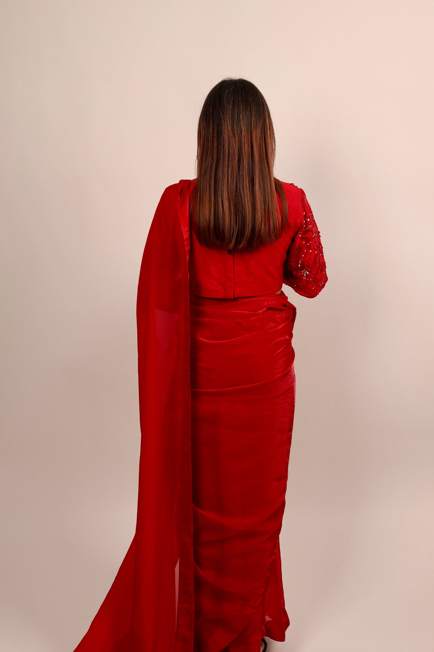 Red saree with blouse