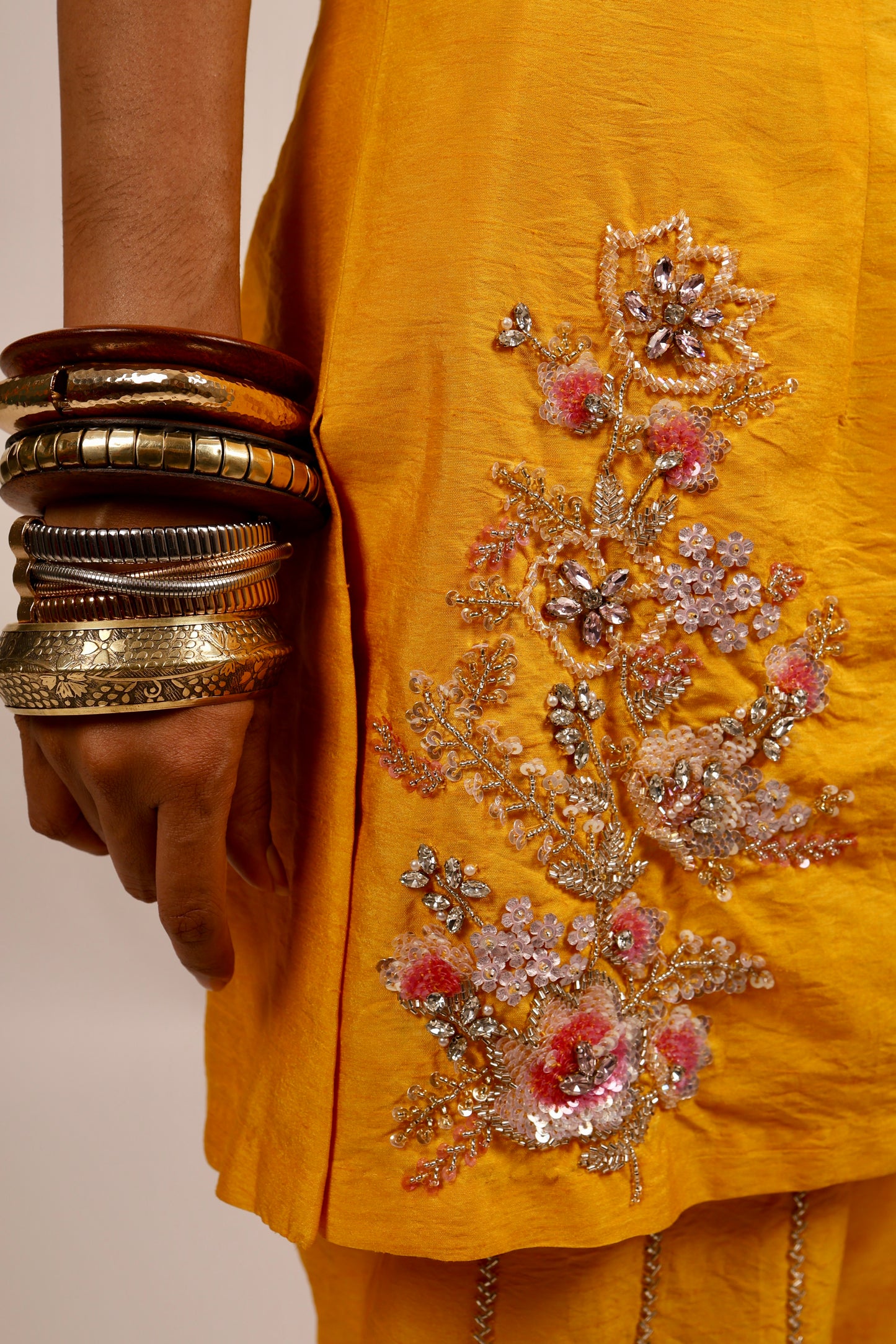 Yellow halter neck kurti set