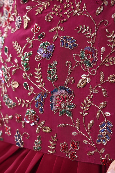 Wine multicolour drape set