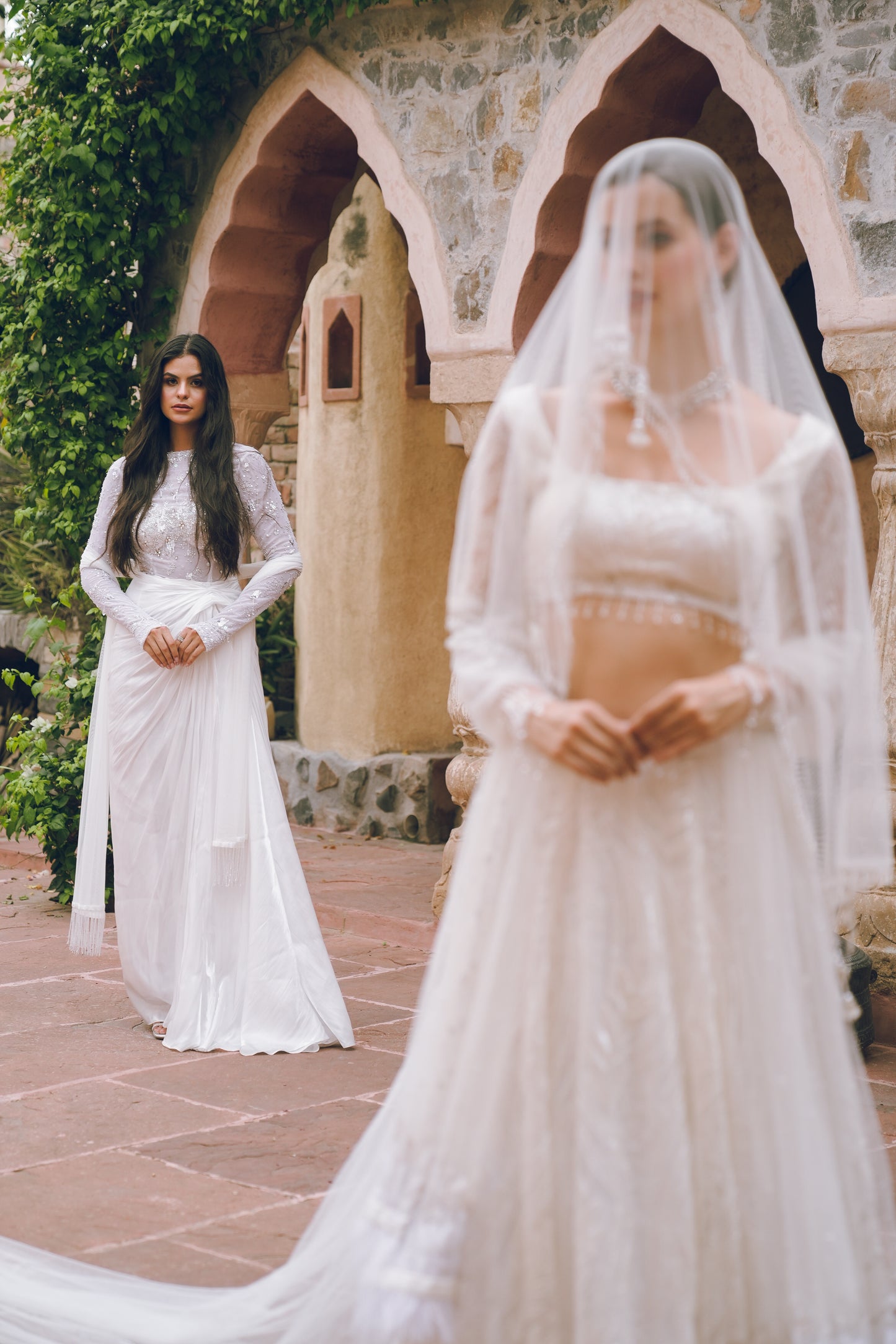 White embroidered lehenga set