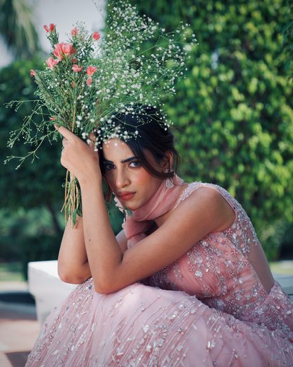 Aagman Light Pink Embroidered Gown