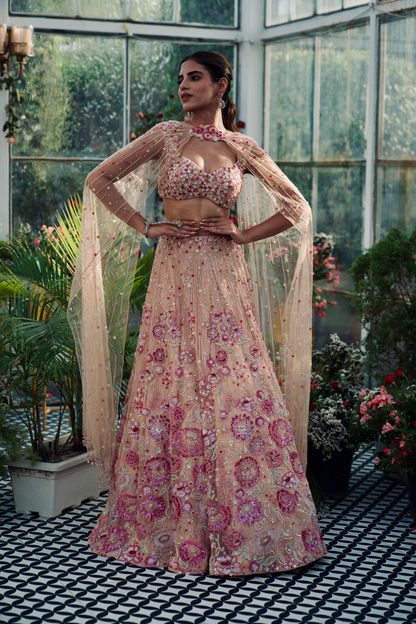 Anubhooti Beige Multicolor Embroidered Lehenga set