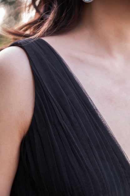 Black embroidered gown