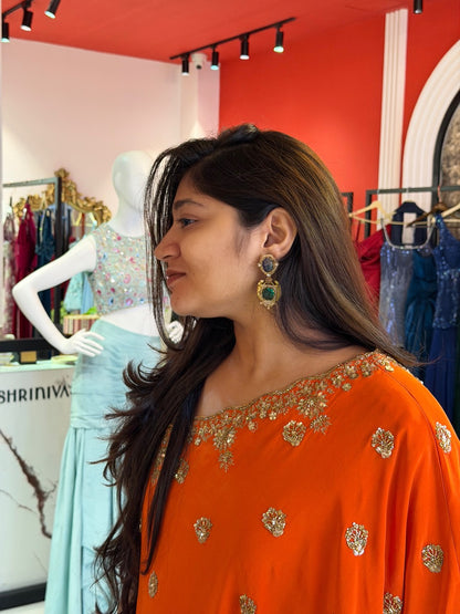 Orange One Shoulder Sharara set