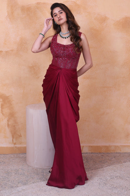 Wine tonal drape set