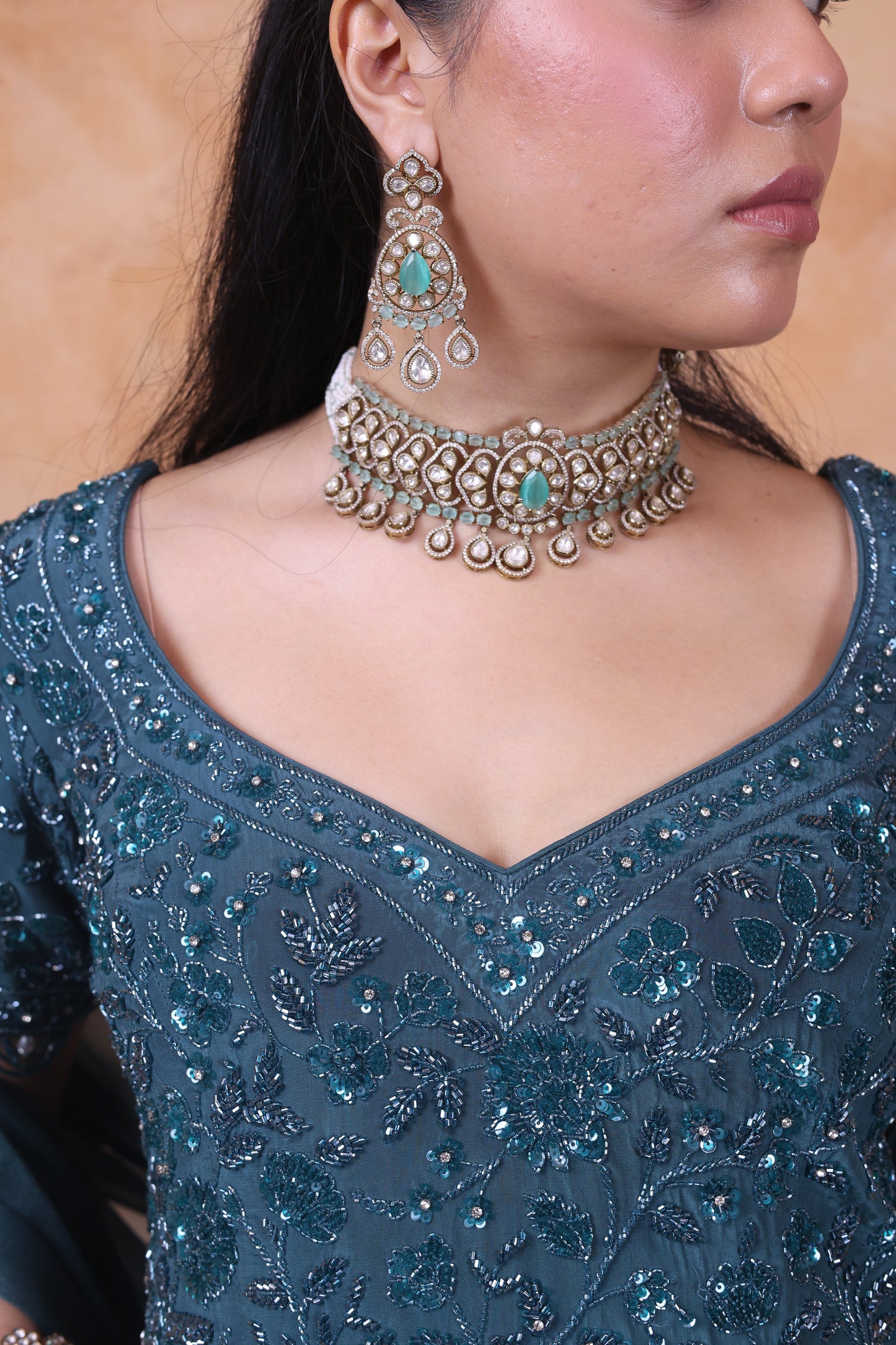 Green sharara set