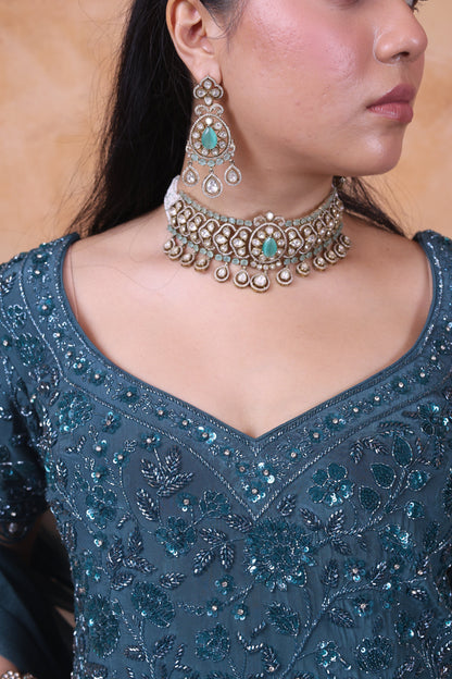 Green sharara set