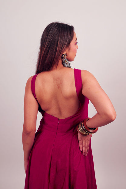Dark Pink Calf length gown
