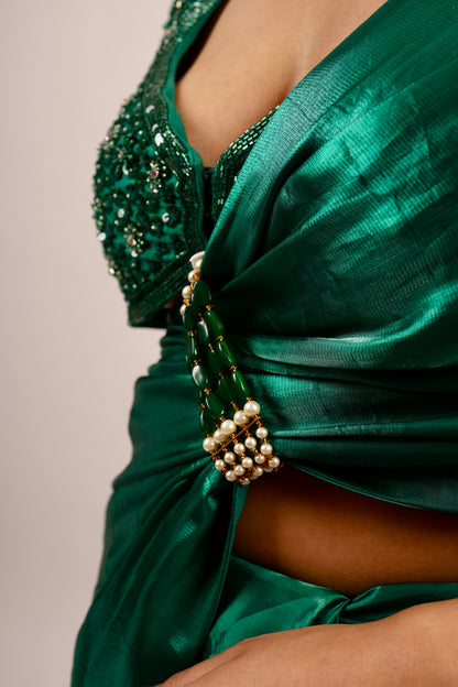 Green saree with blouse
