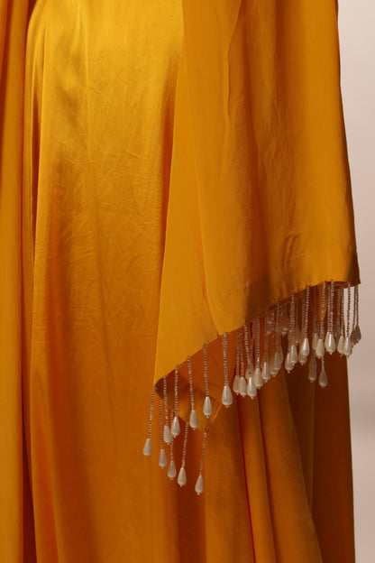Yellow blouse with lehenga set