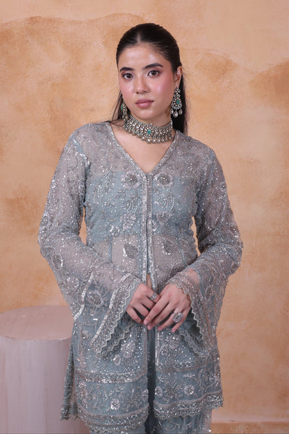 Green sharara set