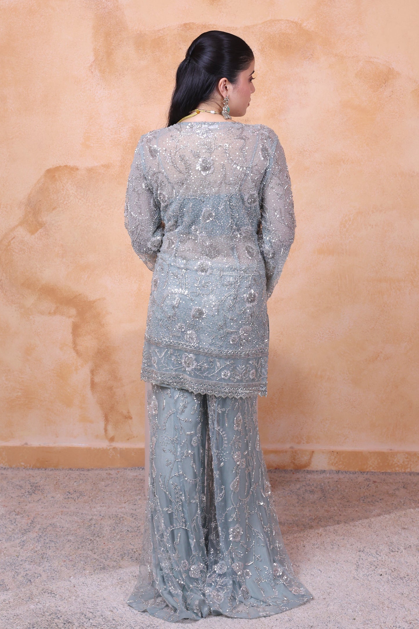 Green sharara set
