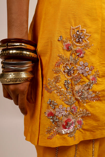 Yellow halter neck kurti set