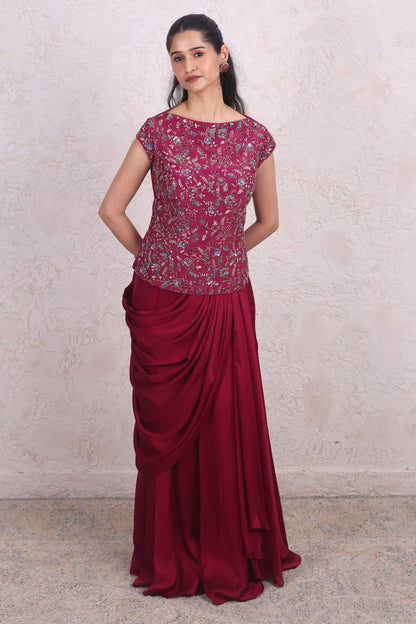 Wine multicolour drape set