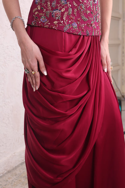Wine multicolour drape set