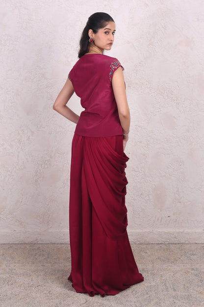 Wine multicolour drape set