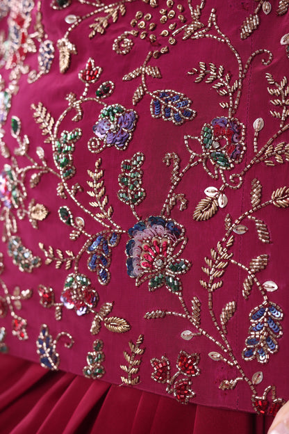Wine multicolour drape set