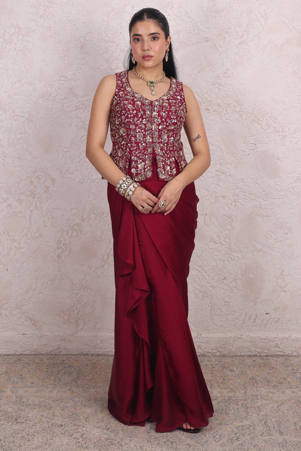 Wine gold drape set