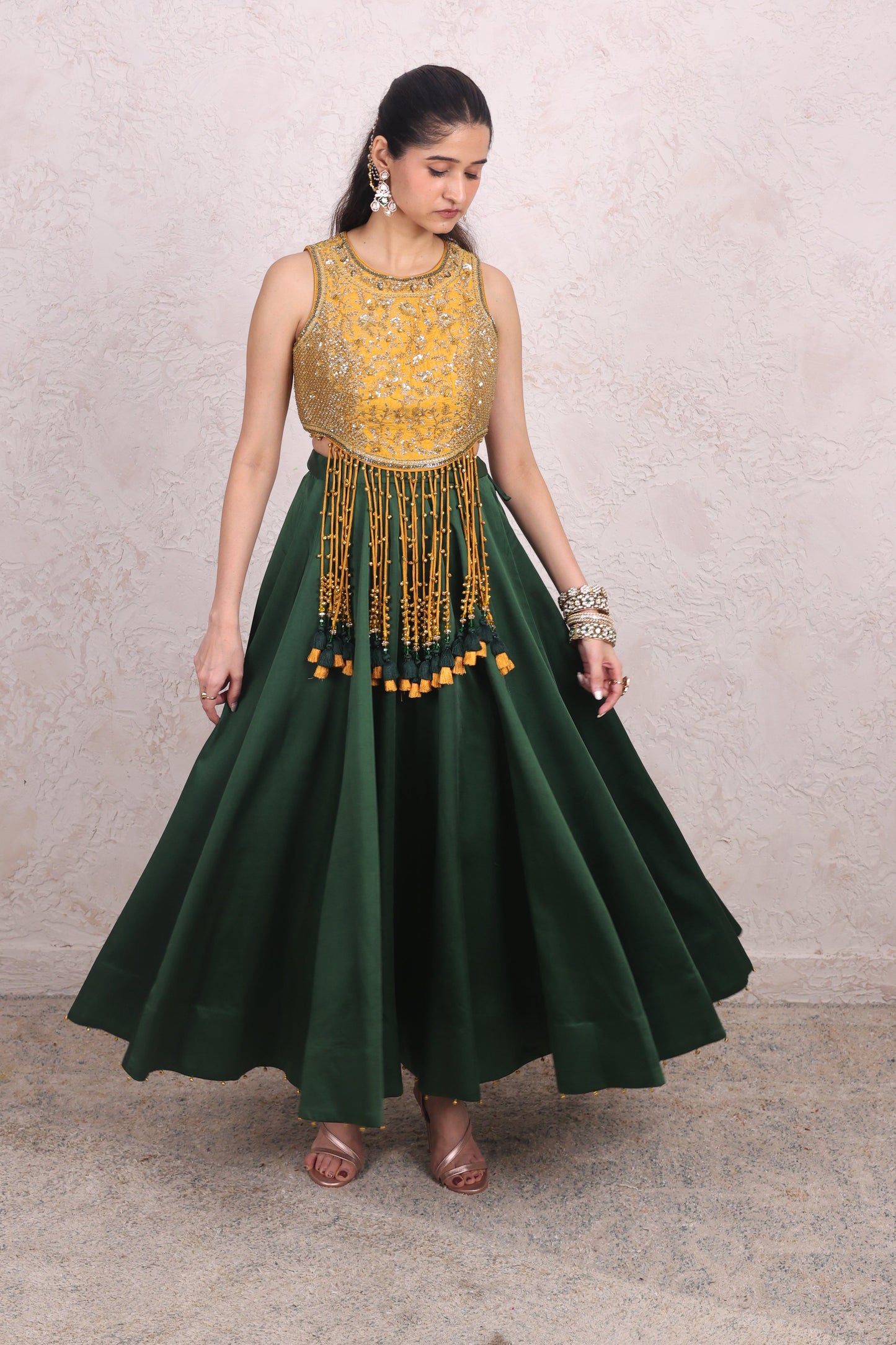 Mustard Green lehenga set